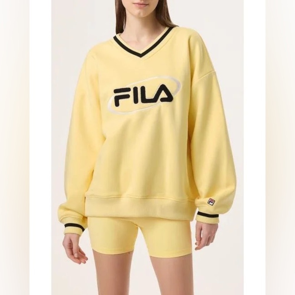 ISO FILA X HAILEY Yellow V Neck Crewneck
